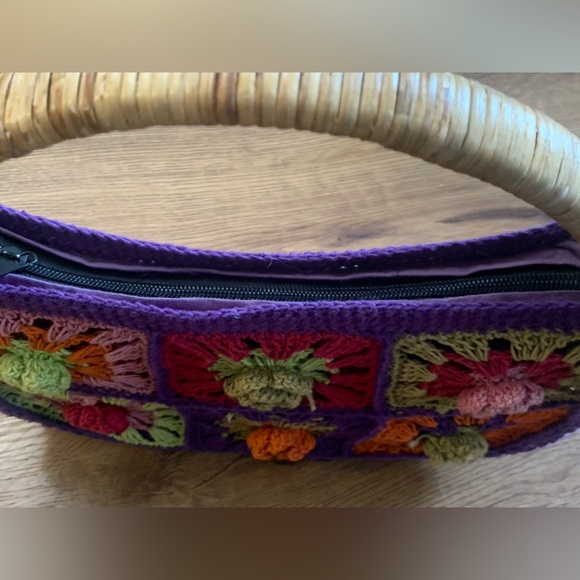 1970’s Crochet & Wicker Boho Handbag - Picture 6 of 7